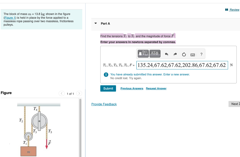 Solved Review The Block Of Mass M 13 8 Kg Shown In The Chegg