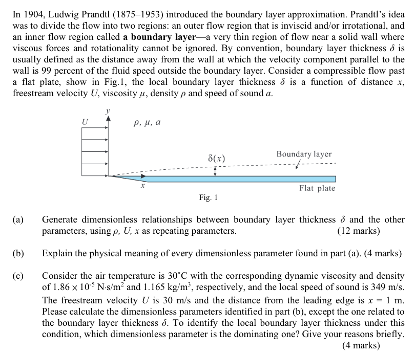 Solved In 1904 Ludwig Prandtl 18751953 Introduced The Chegg