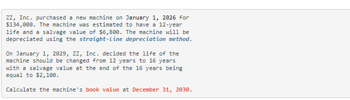 Solved ZZ Inc Purchased A New Machine On January 1 2026 Chegg