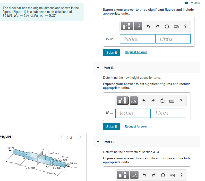 Solved The Steel Bar Has The Original Dimensions Shown In Chegg