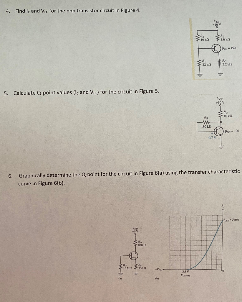 Solved Find Ic And Vec For The Pnp Transistor Circuit In Chegg