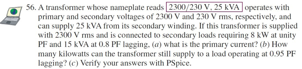 Solved A Transformer Whose Nameplate Reads V Chegg