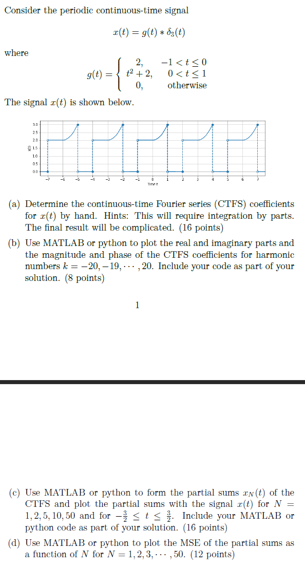 Solved Consider The Periodic Continuous Time Signal R T Chegg