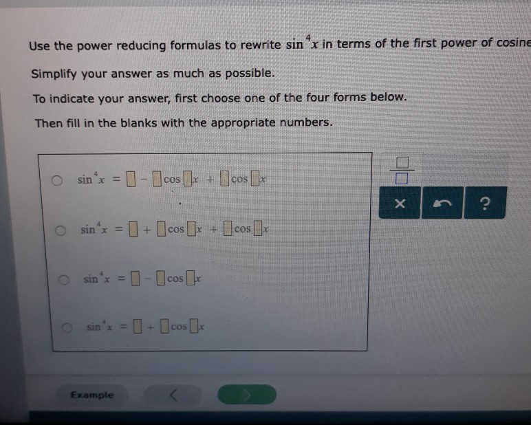 Solved Use The Power Reducing Formulas To Rewrite Sin R In Chegg