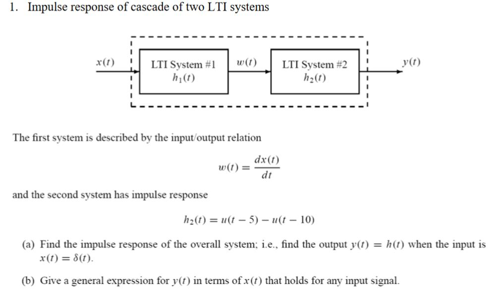 Solved Impulse Response Of Cascade Of Two Lti Systems Lti Chegg