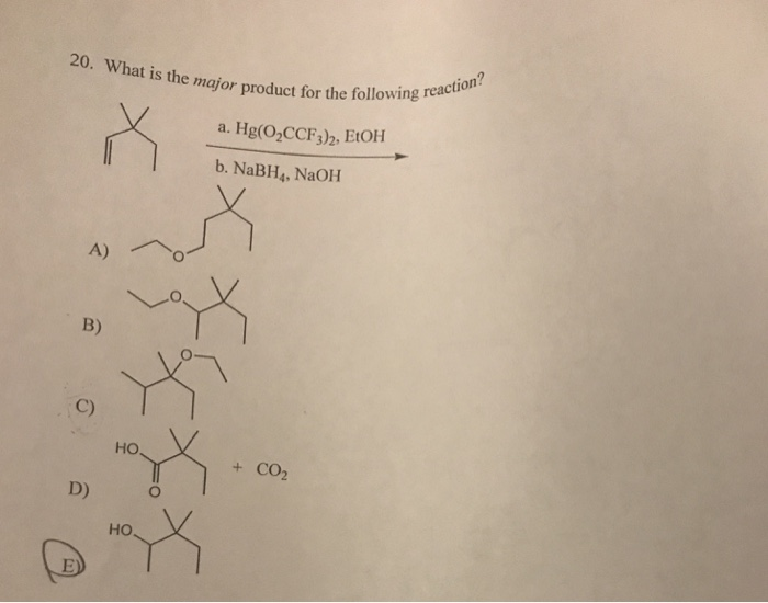 Solved What Is The Major Product For The Following Chegg