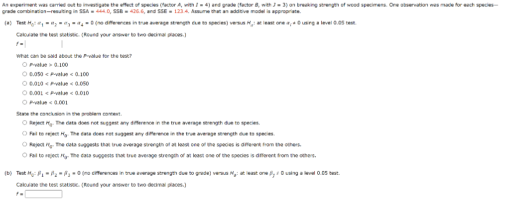 Solved An Experiment Was Carried Out To Investigate The Chegg