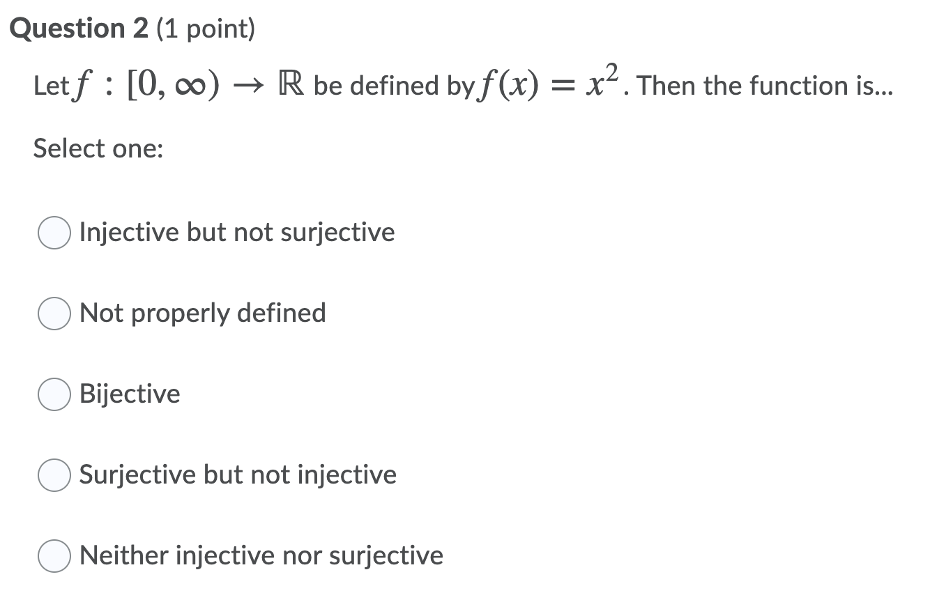 Solved Question 2 1 Point Letf 0 00 R Be Defined By Chegg