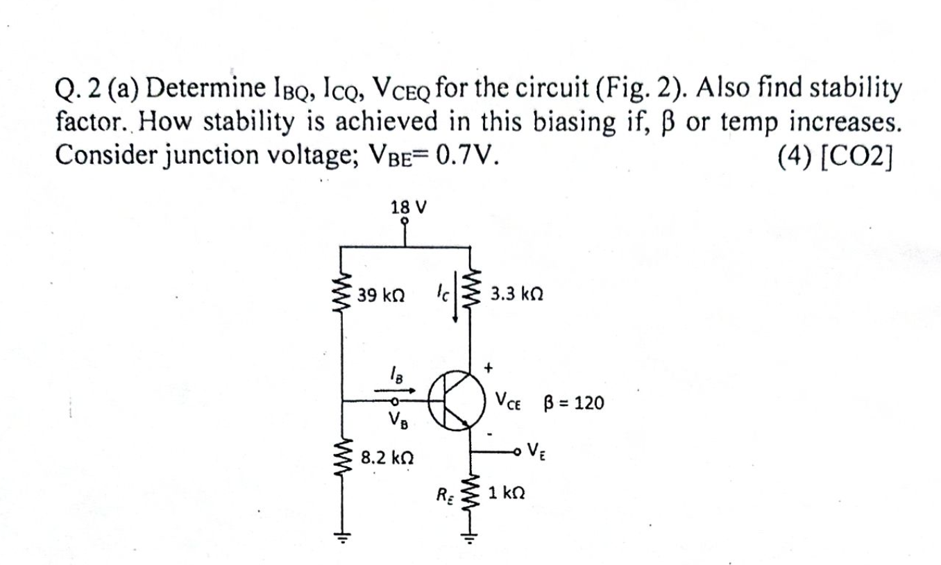 Solved Q 2 A Determine IBQ ICQ VCEQ For The Circuit Chegg