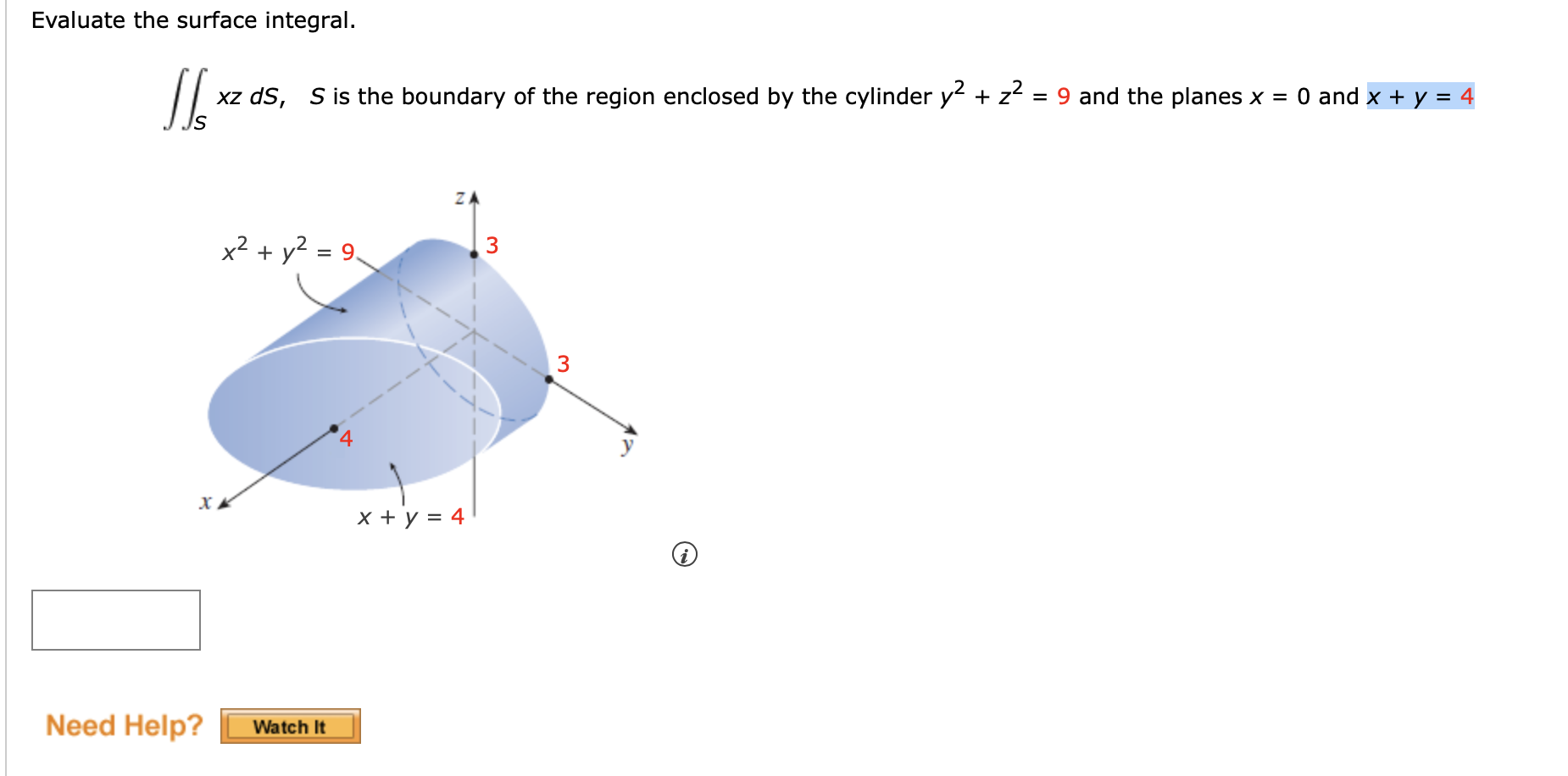 Solved Evaluate The Surface Integral 1 X Ds Xz Ds S Is Chegg