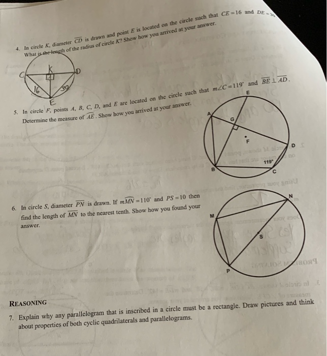 Solved And DE 4 In Circle K Diameter CD Is Drawn And Point Chegg