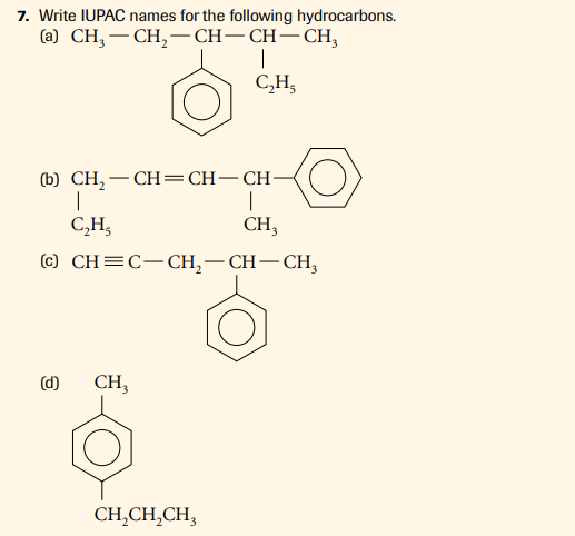 7 Write IUPAC Names For The Following Hydrocarbons Chegg