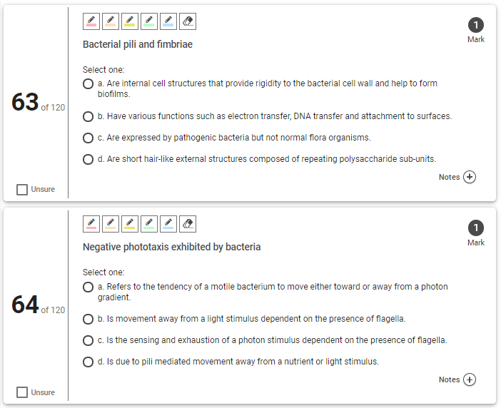 Solved Mark Bacterial Pili And Fimbriae Select One A Are Chegg