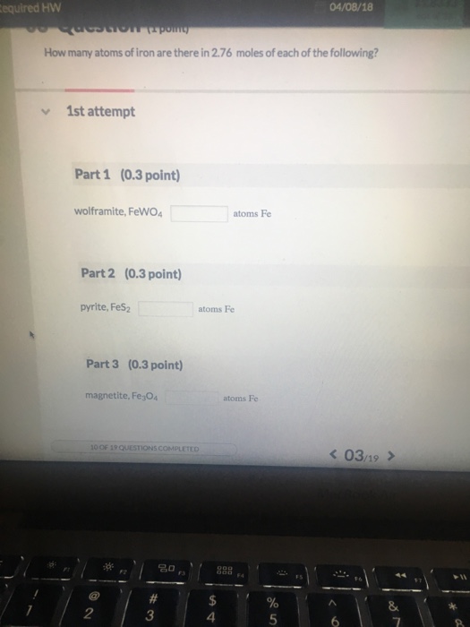 Solved Equired HWW 04 08 18 How Many Atoms Of Iron Are There Chegg