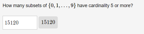 Solved How Many Subsets Of 0 1 9 Have Cardinality 5 Or Chegg