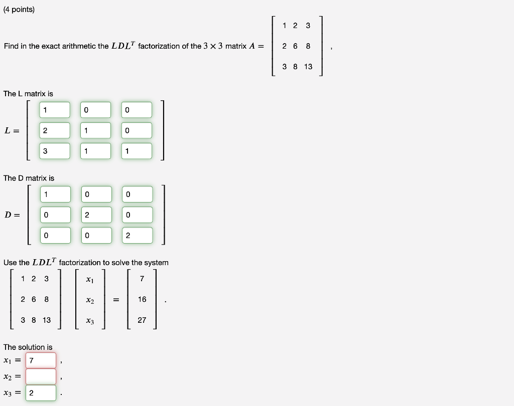 Solved Points Find In The Exact Arithmetic The Chegg