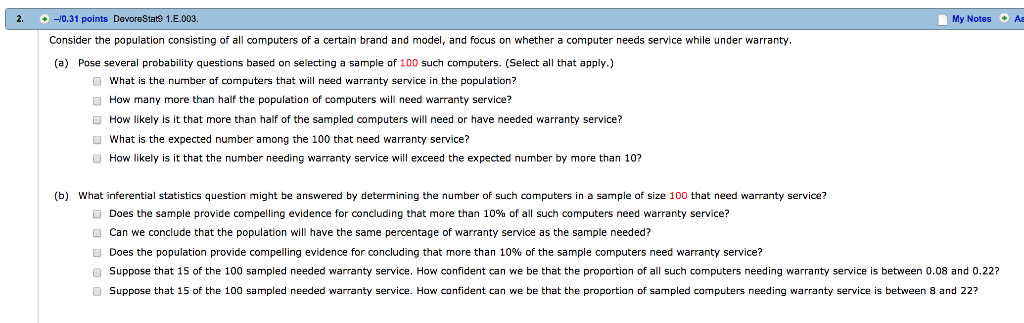 Solved E 003 My Notes As 0 31 Points DevoreStat Consider Chegg