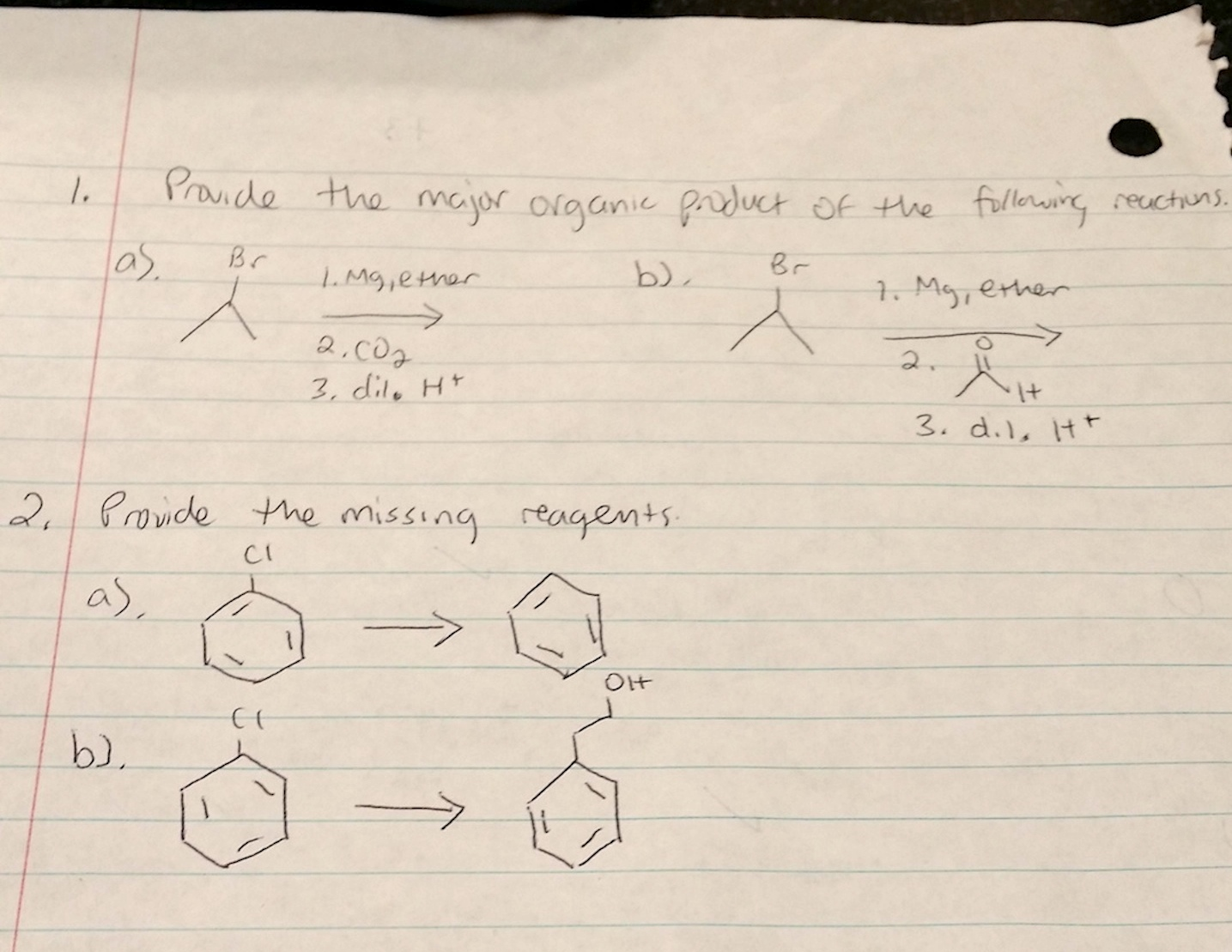 Need help with chemistry homework problems