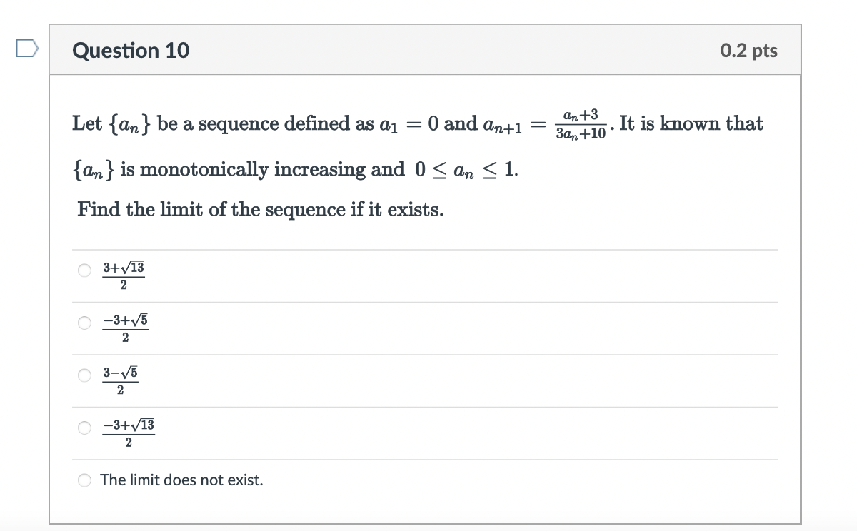 Solved Let An Be A Sequence Defined By An 1 2an 5an 2 The Chegg