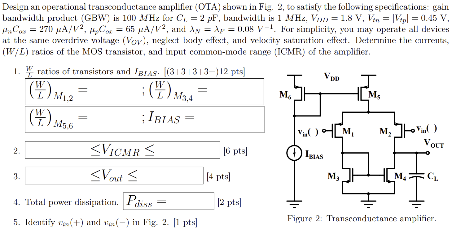 Solved Design An Operational Transconductance Amplifier Chegg