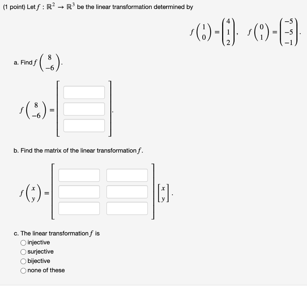 Solved Point Let F R R Be The Linear Transformation Chegg