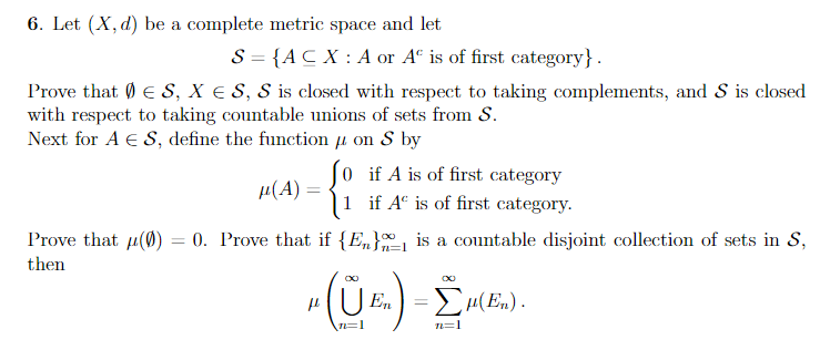 Solved 6 Let X D Be A Complete Metric Space And Let S Chegg