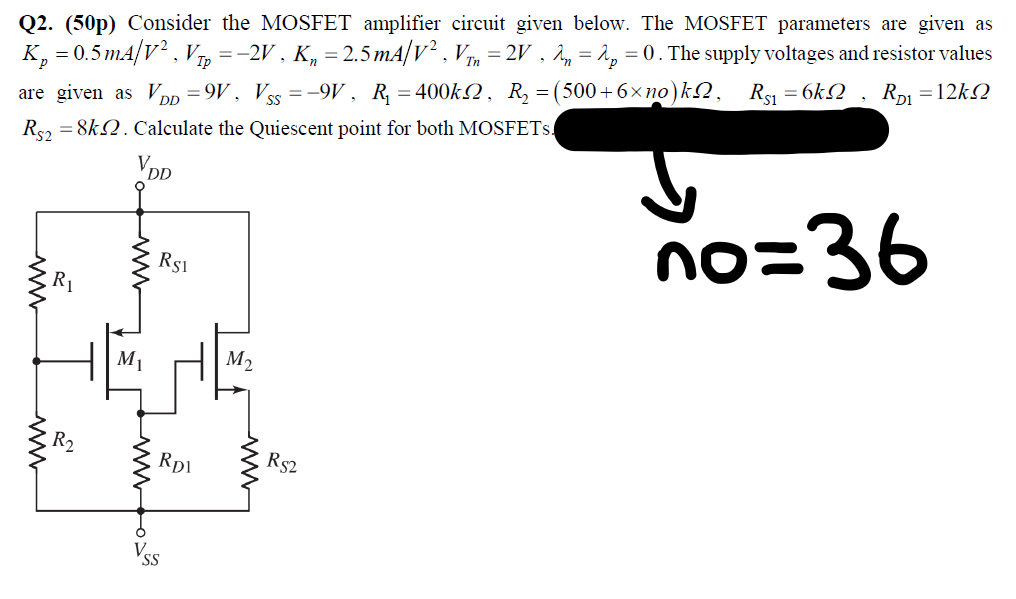 Solved Q2 50p Consider The MOSFET Amplifier Circuit