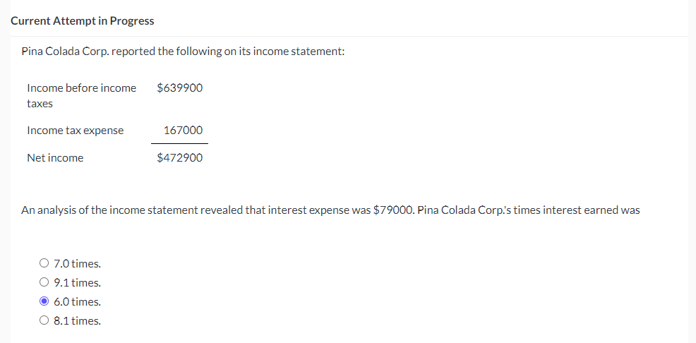 Solved Current Attempt In Progress Pina Colada Corp Chegg