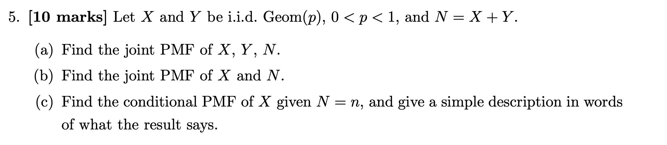 Solved Marks Let X And Y Be I I D Geom P Chegg