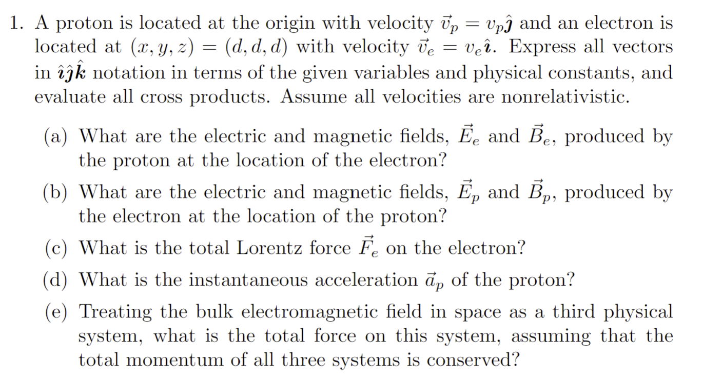 Solved A Proton Is Located At The Origin With Velocity Chegg