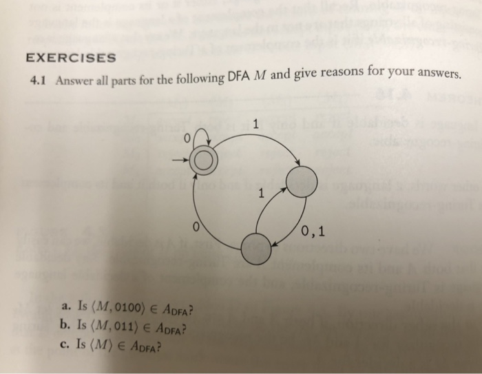 Solved Exercises Following Dfa M And Give Reasons For Chegg