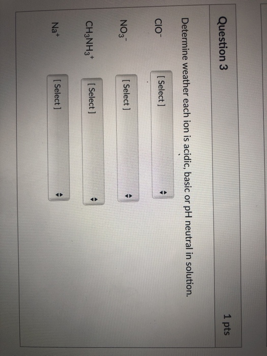 Solved Question 3 1 Pts Determine Weather Each Ion Is Chegg