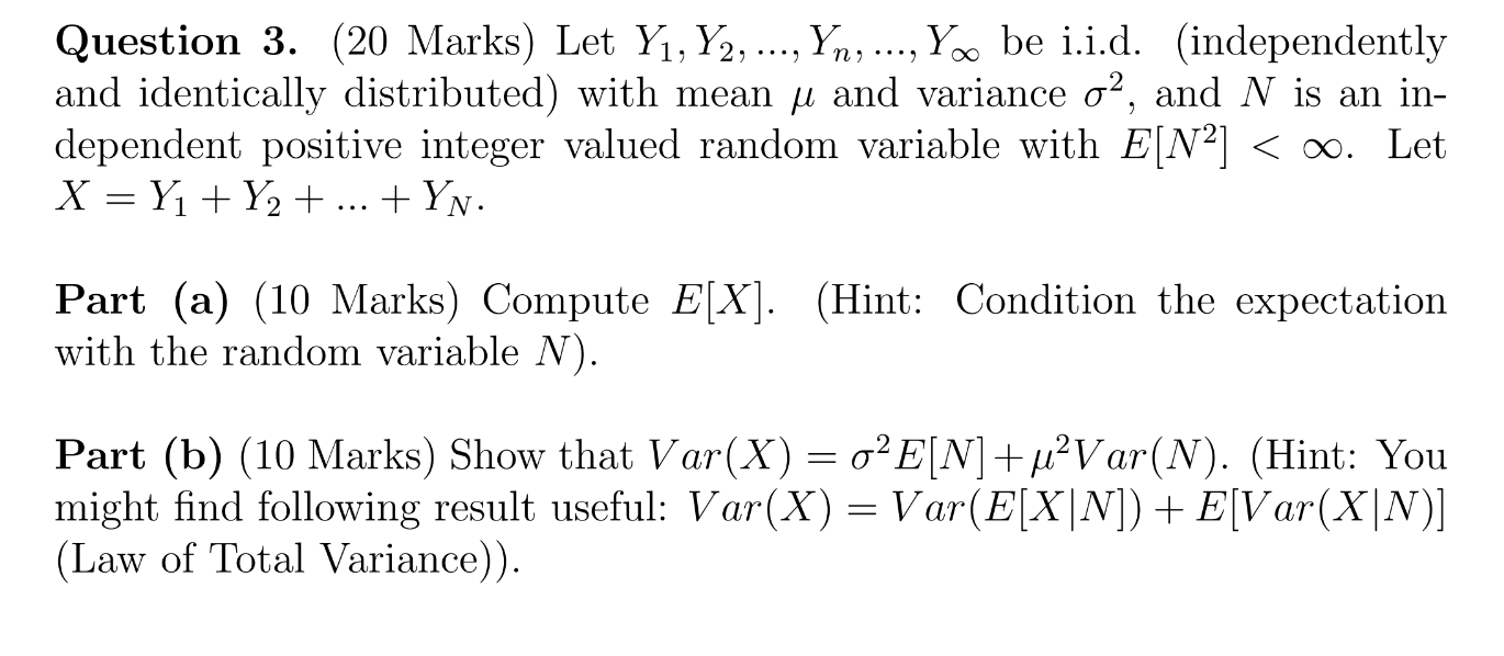 Solved Question Marks Let Y Y Ldots Chegg