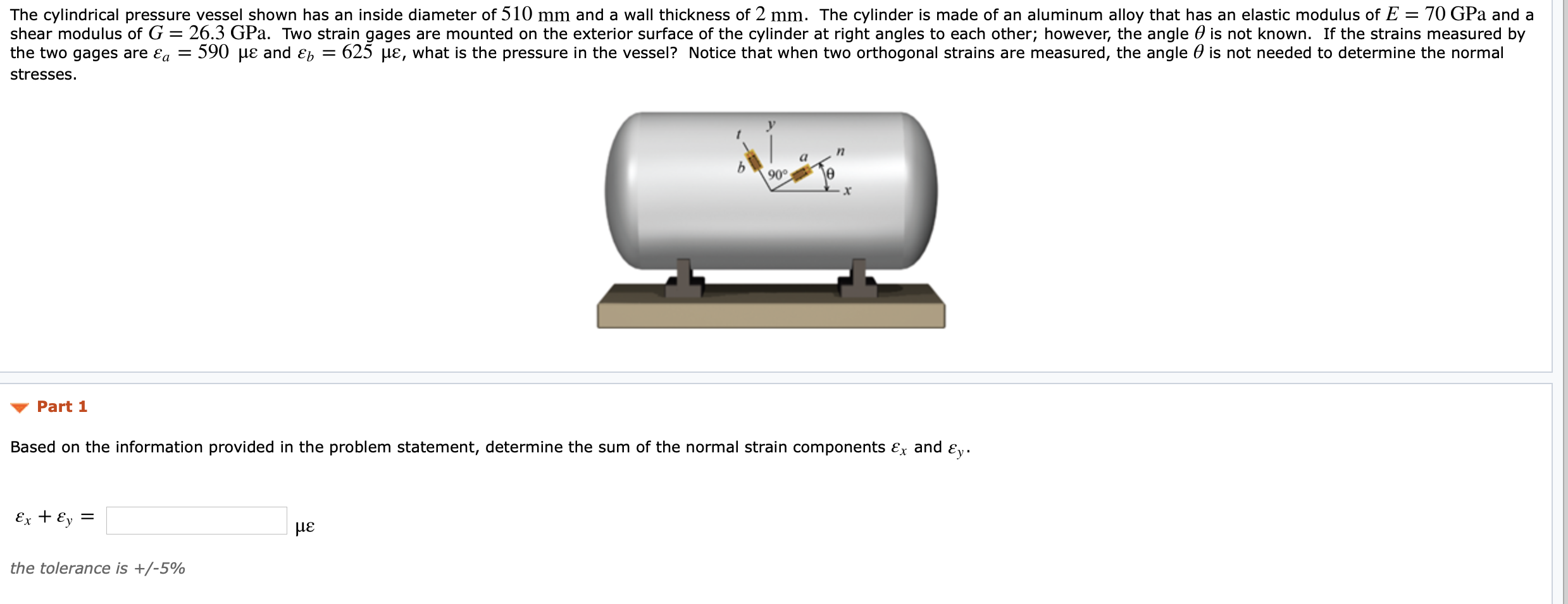 Solved The Cylindrical Pressure Vessel Shown Has An Inside Chegg