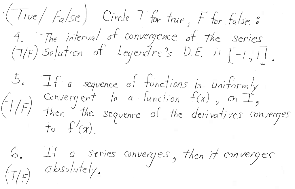 Solved True False Circle T For True F For False The Chegg