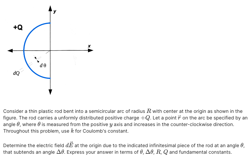 Solved Consider A Thin Plastic Rod Bent Into A Semicircular Chegg