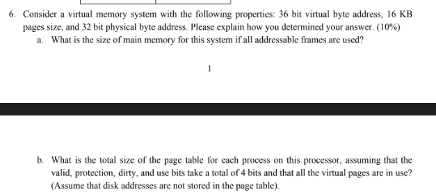 Solved Consider A Virtual Memory System With The Chegg