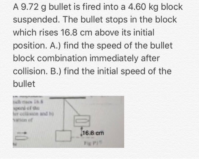 Solved A 9 72 G Bullet Is Fired Into A 4 60 Kg Block Chegg