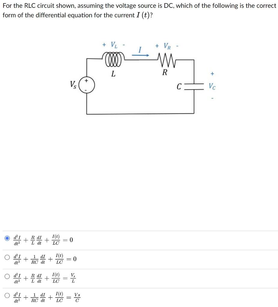 Solved Consider The Rlc Circuit Shown Below With Input Off