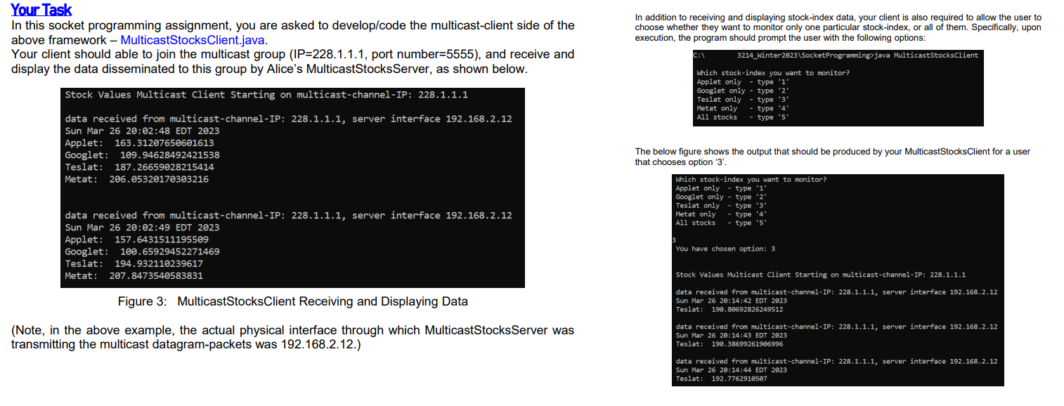 Solved MultiCast Socket Programming JAVAimport Chegg