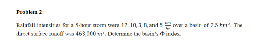 Solved Problem 2 Rainfall Intensities For A 5 Hour Storm Chegg