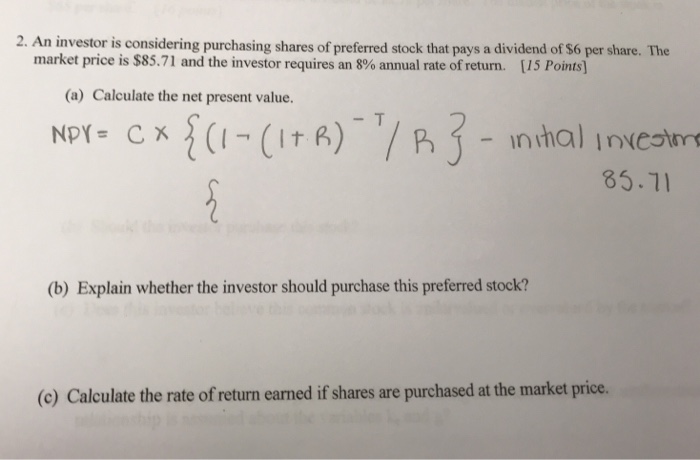 Solved An Investor Is Considering Purchasing Shares Of Chegg