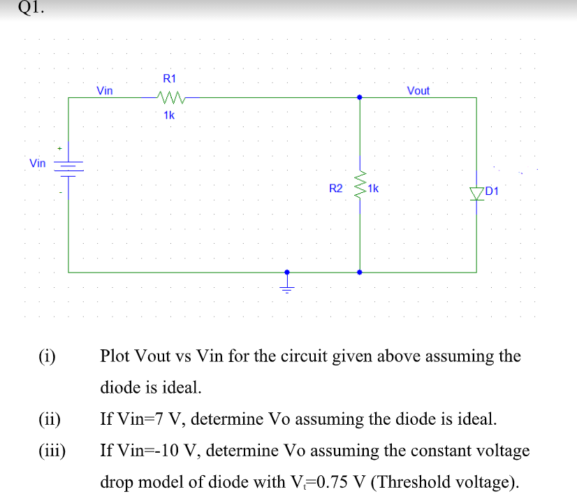 Solved R Vin Vout K Vin W R K D I Plot Vout Vs Chegg