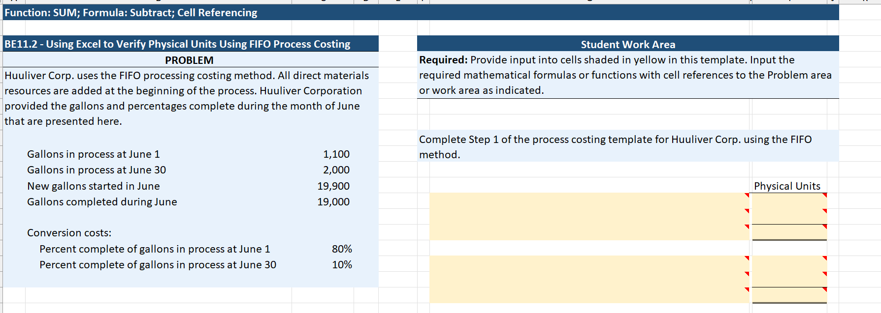 Solved Function SUM Formula Subtract Cell Referencing Chegg