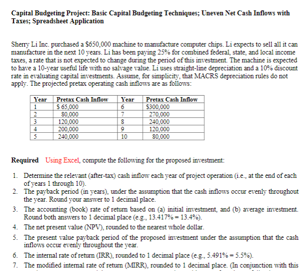 Solved Capital Budgeting Project Basic Capital Budgeting Chegg