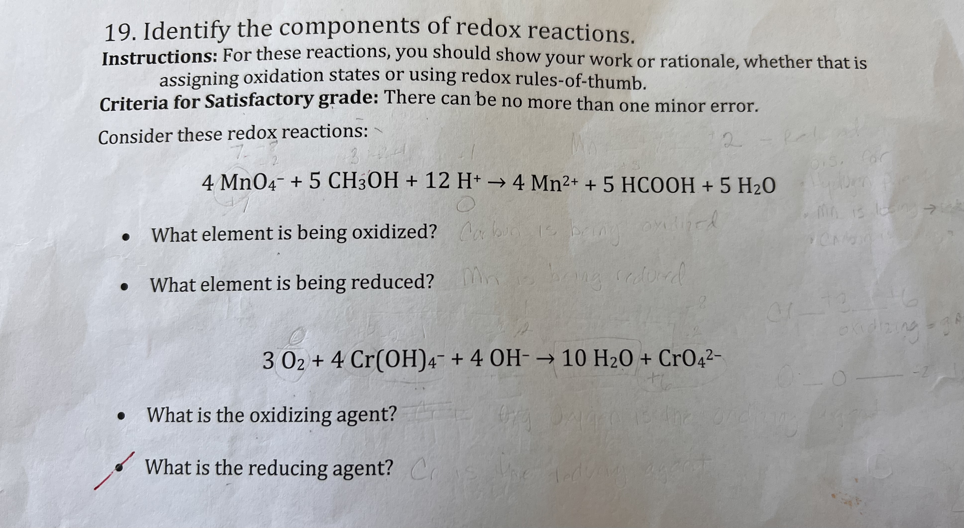 Solved Identify The Components Of Redox Reactions Chegg