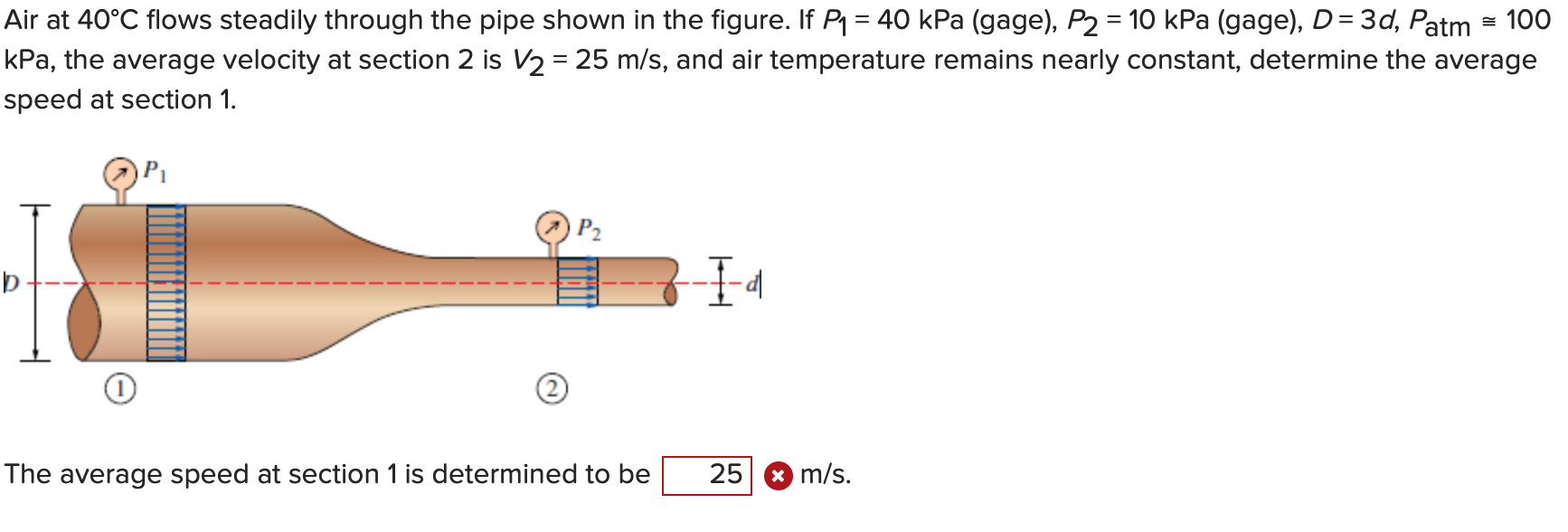 Solved Air At C Flows Steadily Through The Pipe Shown In Chegg