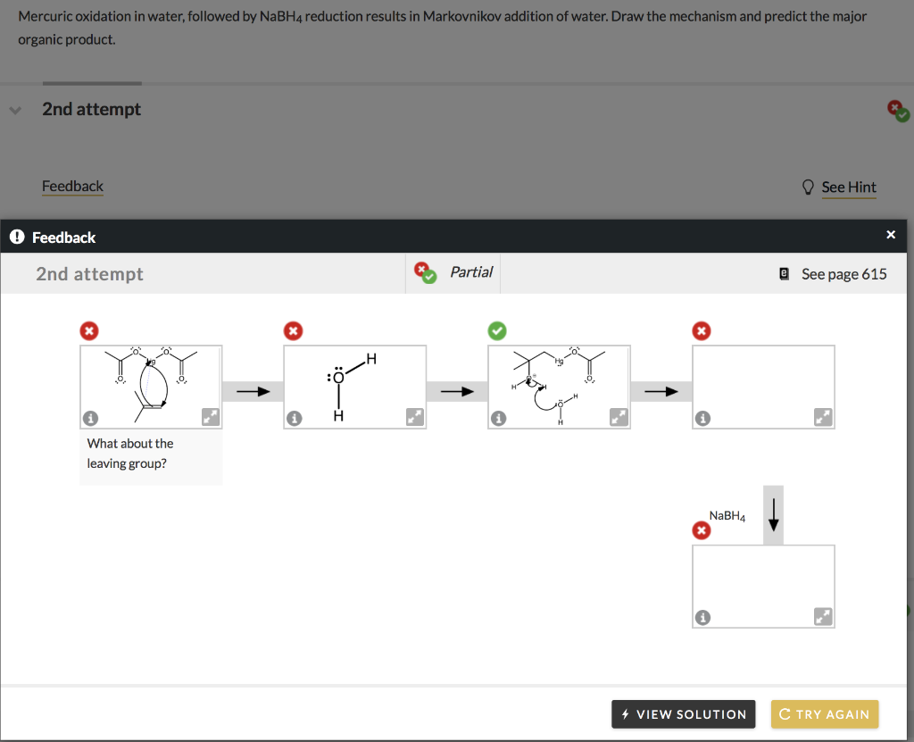 Solved Mercuric Oxidation In Water Followed By Nabh Chegg