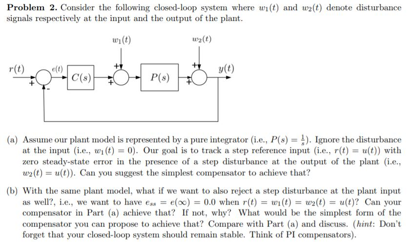 Solved Problem 2 Consider The Following Closed Loop System Chegg