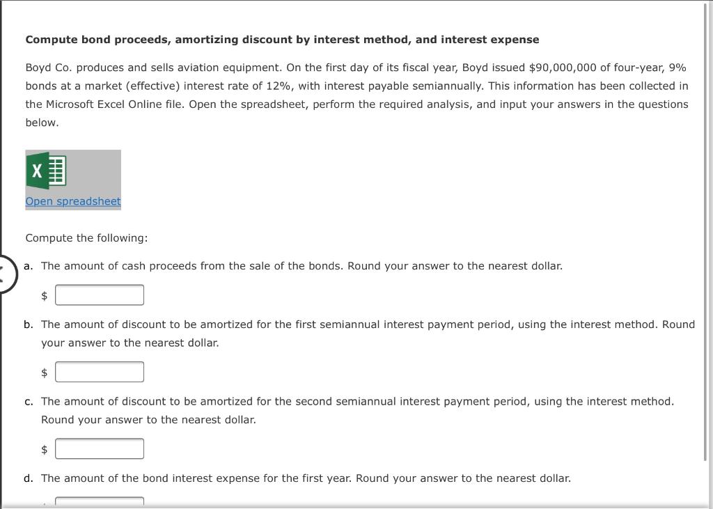 Solved Compute Bond Proceeds Amortizing Discount By Chegg